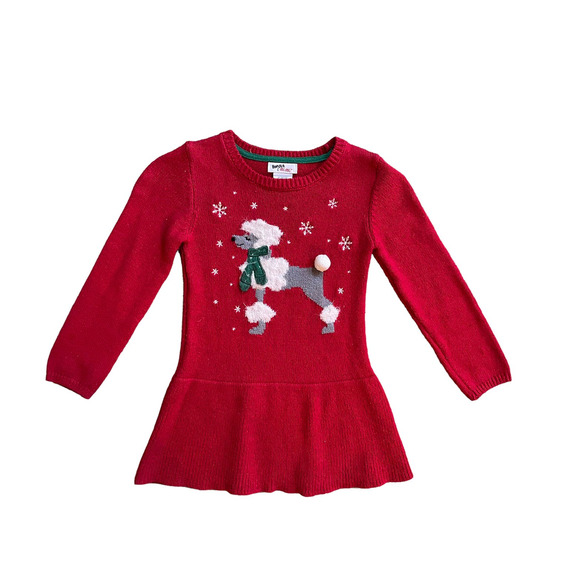 Bapster and Mimi Kids Girls Red Sweater Poodle Dress Crewneck Long Sleeve M - Picture 1 of 8